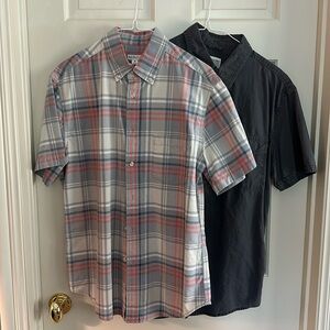 Two Swell Men’s Casual Button Down Shirt Sleeve Shirts - Madras and Gray, Sz M